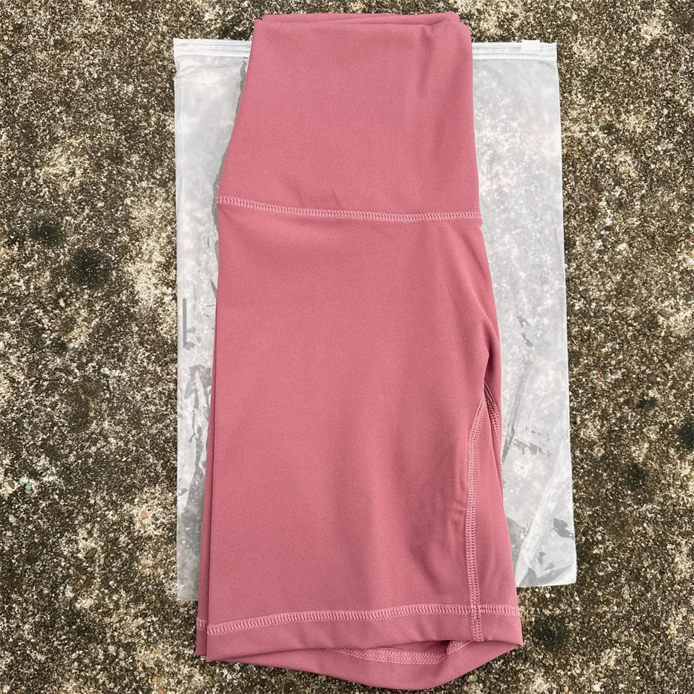 Solid Color High Waist Yoga Shorts Squat Proof With Pocket