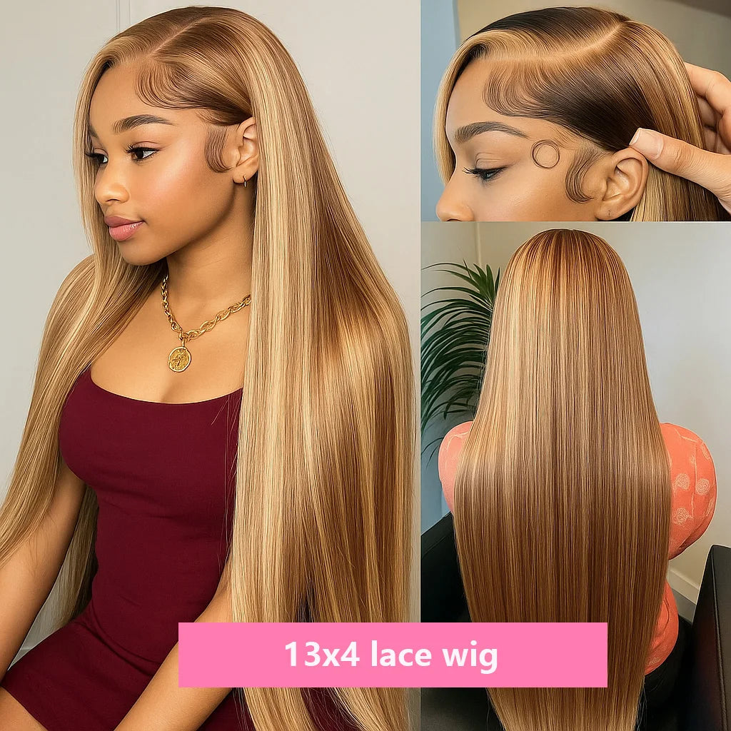 P4 27 Highlight Honey Blonde 13x4 HD Lace Front Wig