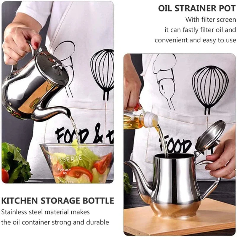 Stainless Steel Oil Filter Pot With Mesh Separator Bottle