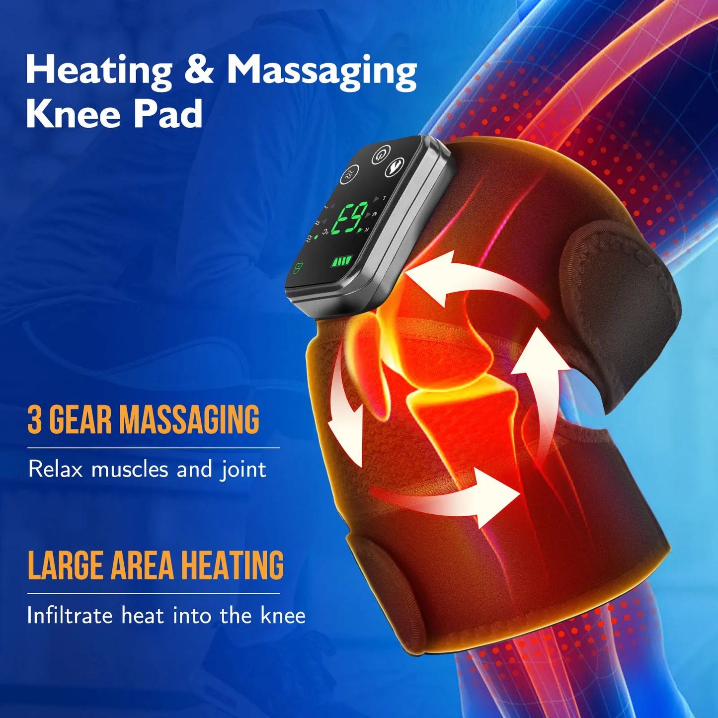 3 In 1 Shoulder Knee Elbow Heated Vibration Knee Massager Pad for Joint Pain Relief and Arthritis Support