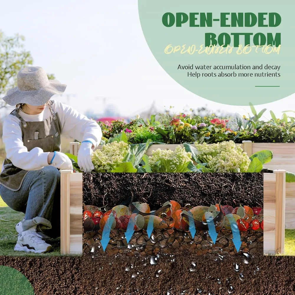 Jocisland H Shaped Raised Garden Bed 12x12x2ft 180 Cu Ft
