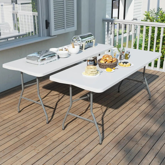 2 Pack Foldable 6Ft Plastic Tables With Lock Handle Outdoor