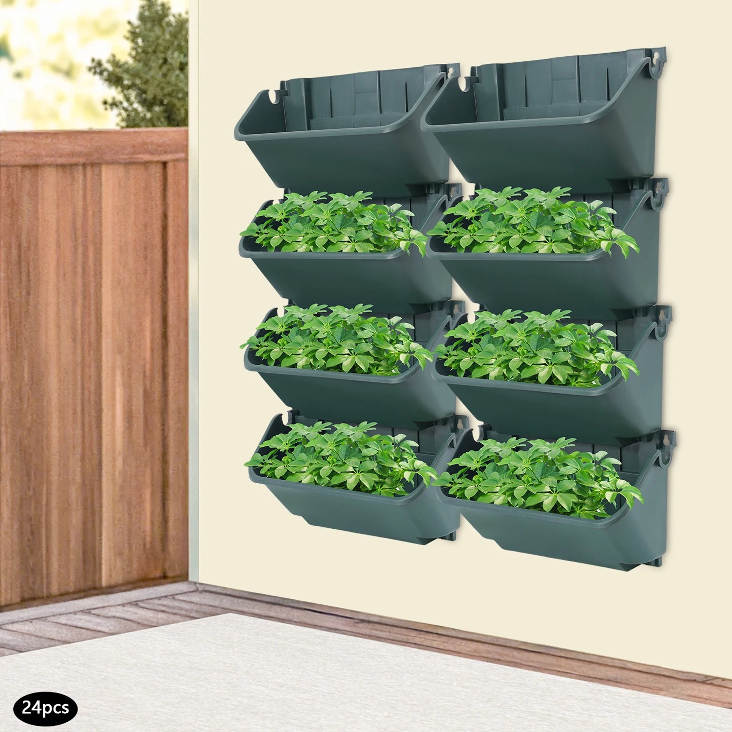 24 Pieces Garden Outdoor Wall Planter Set Vertical Pots
