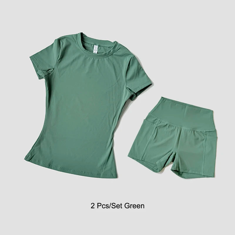 Womens Seamless Knitted Yoga Set Gym Wear Crop Top Pro
