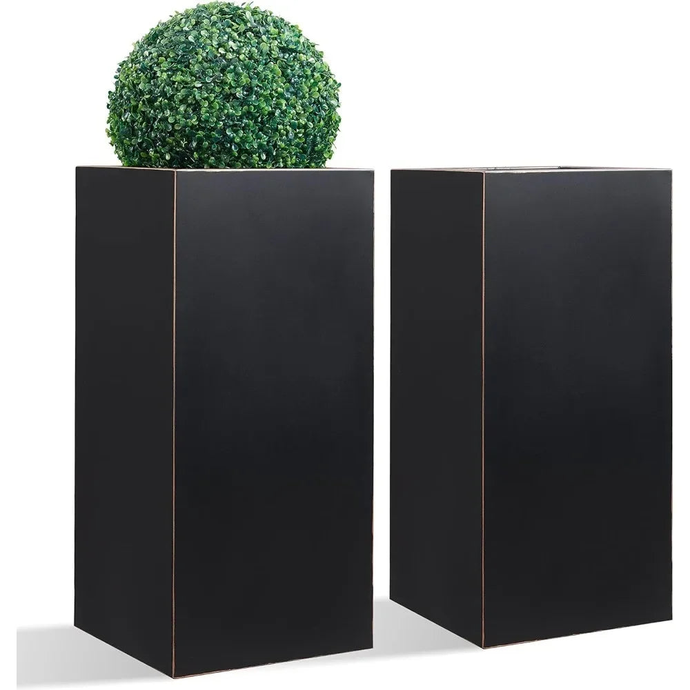 Heavy Metallic Planter Box With Gold Edge Indoor Outdoor
