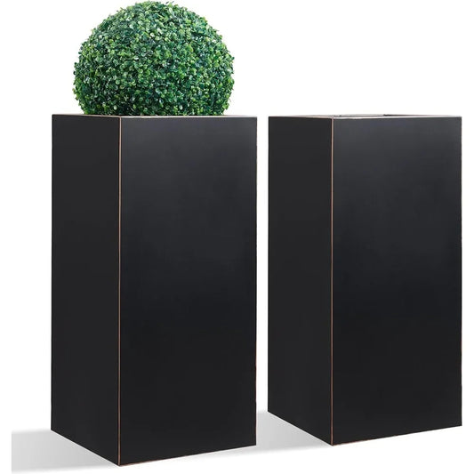 Heavy Metallic Planter Box With Gold Edge Indoor Outdoor