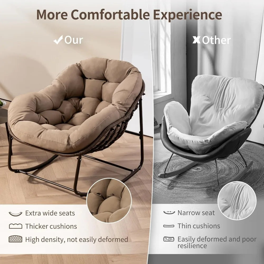 Outdoor Patio Rocking Chair Oversized Papasan Cushion Seat