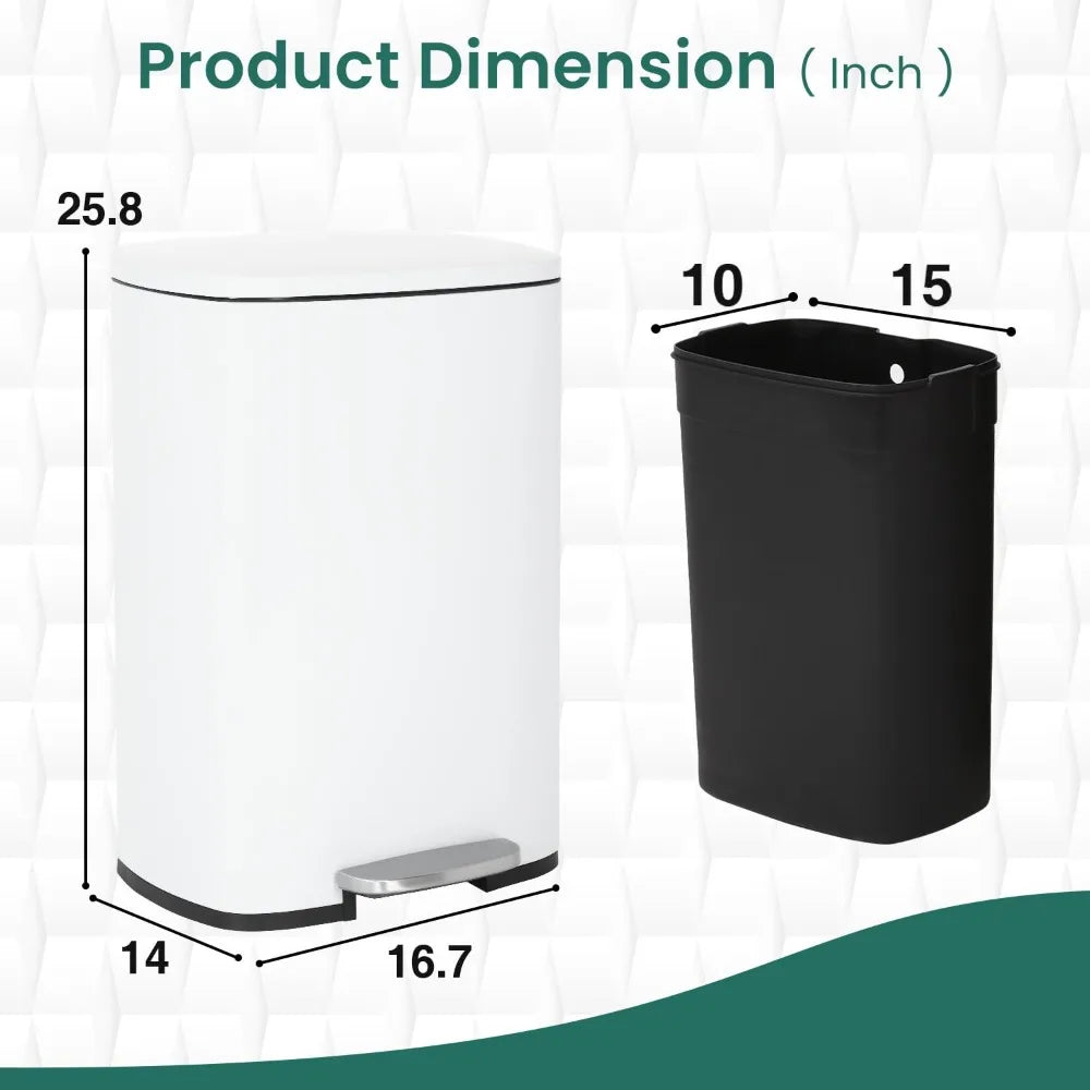 Fingerprint Proof 13 Gallon Matte Stainless Steel Trash Can