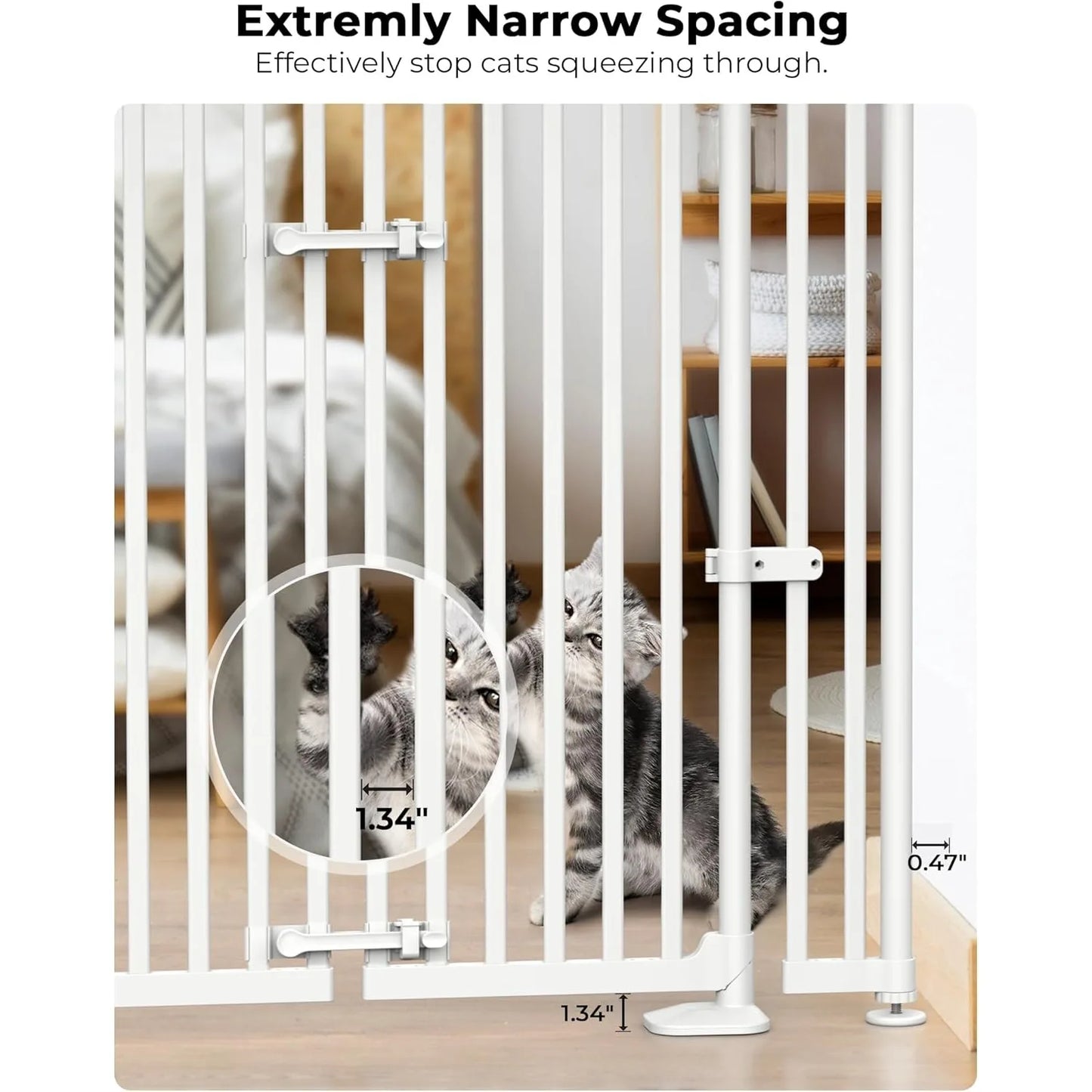 Tall Cat Gate for Doorway 74.8-90.5 in 30.3-38.2 in