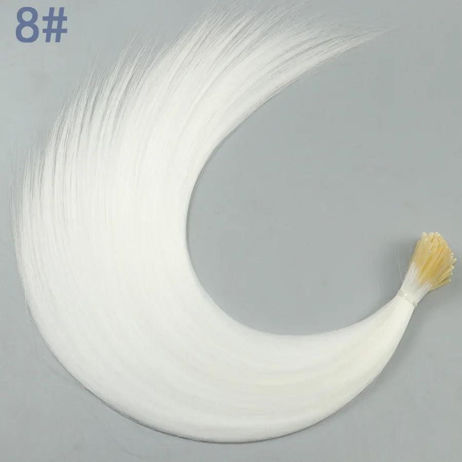 Synthetic I Tip Colored Feather Hair Extensions 10 to 50 Strands Pack Solid Color High Temperature Fiber Wig Accessories