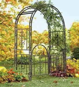 Arch Metal Garden Arbor Double Gate Montebello 84 Inches