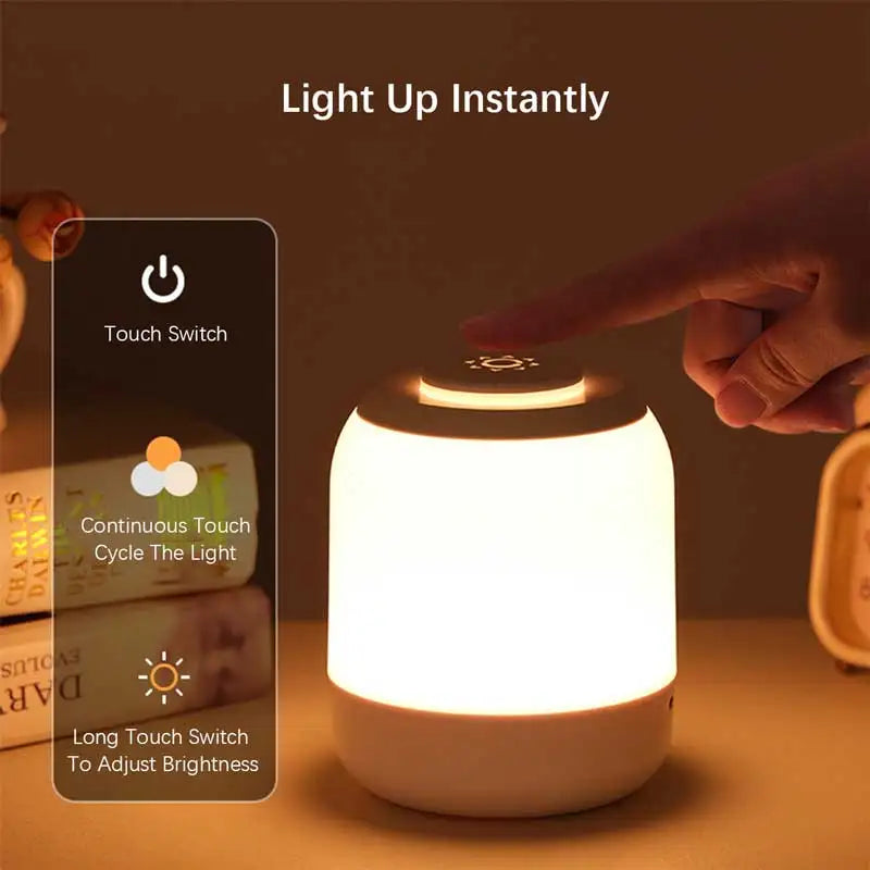 Touch Night Lights USB Rechargeable Wireless LED Bedside Table Lamp For Kids Bedroom Study