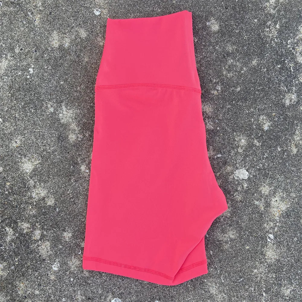 Solid Color High Waist Yoga Shorts Squat Proof With Pocket