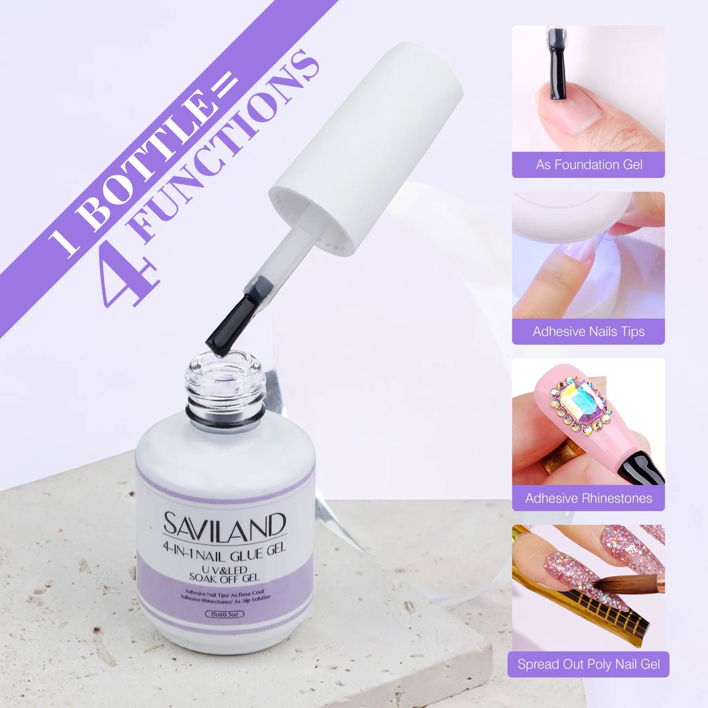 Saviland Gel X Nail Kit 500Pcs False Nail Tips 4 In 1 Gel