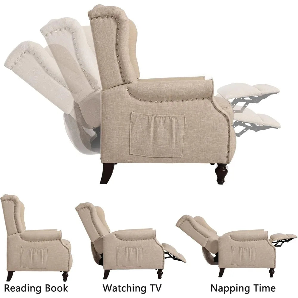 Wingback Recliner Chair With Heat Massage Tufted Sofa