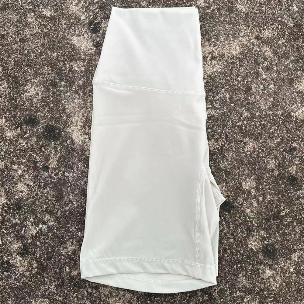 Solid Color High Waist Yoga Shorts Squat Proof With Pocket