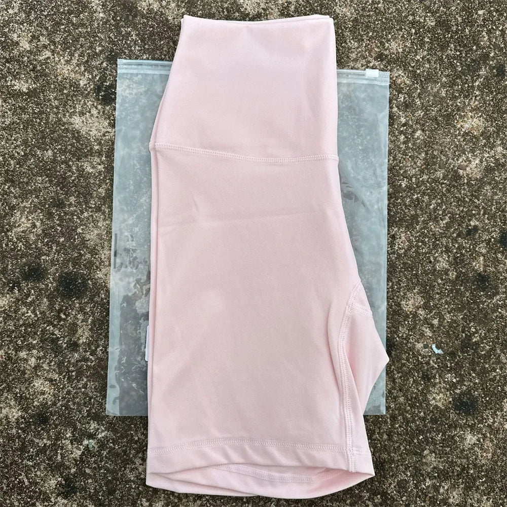 Solid Color High Waist Yoga Shorts Squat Proof With Pocket