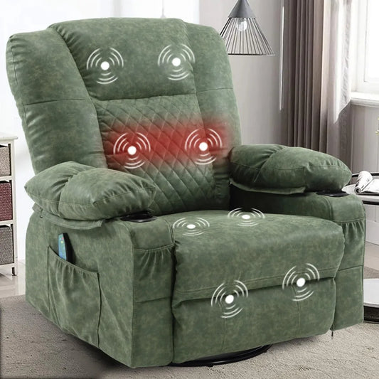 Faux Leather Oversized Rocker Recliner With Massage Heat