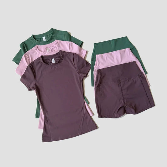 Womens Seamless Knitted Yoga Set Gym Wear Crop Top Pro