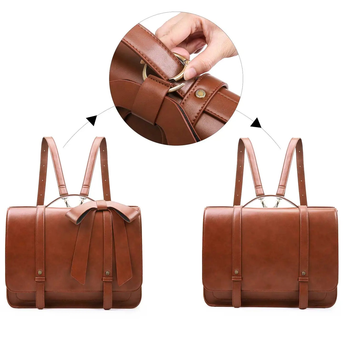 PU Leather 14 Inch Laptop Bag for Women Courier Shoulder Satchel Square Bag for College Travel