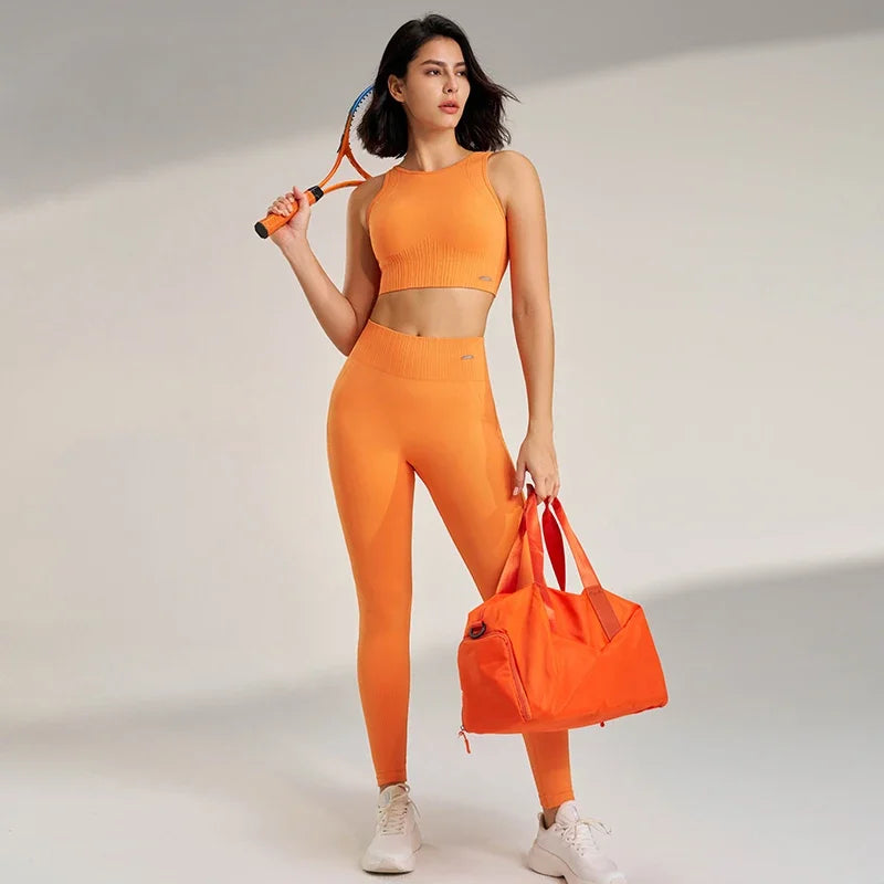 Yoga Set Women High Waisted Leggings Seamless Top Plus Size