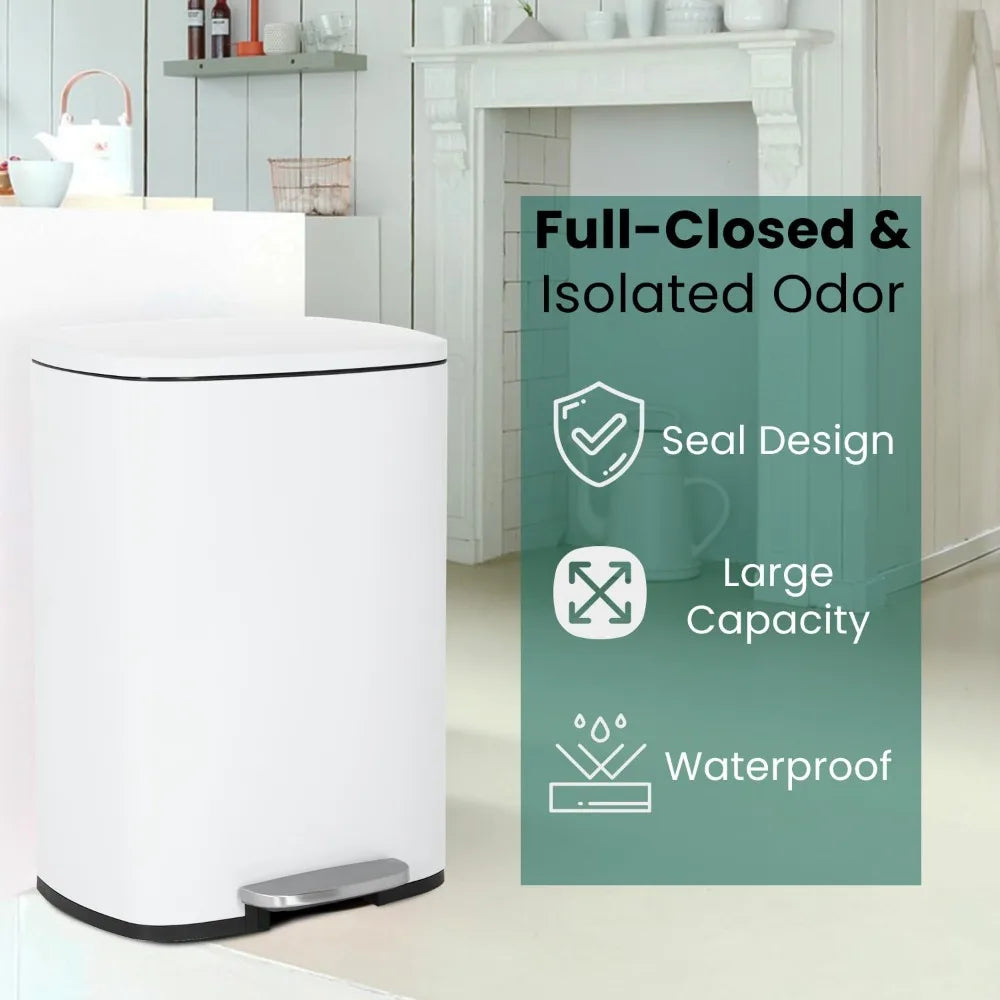 Fingerprint Proof 13 Gallon Matte Stainless Steel Trash Can