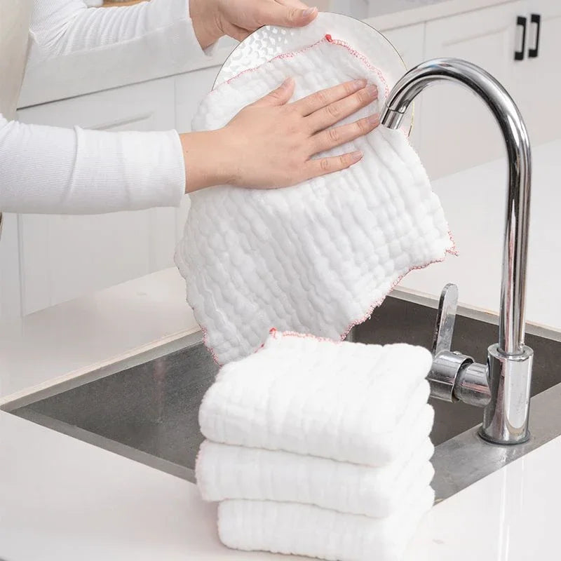 Pure Cotton Kitchen Dishcloth Reusable Water Absorbing Cloth