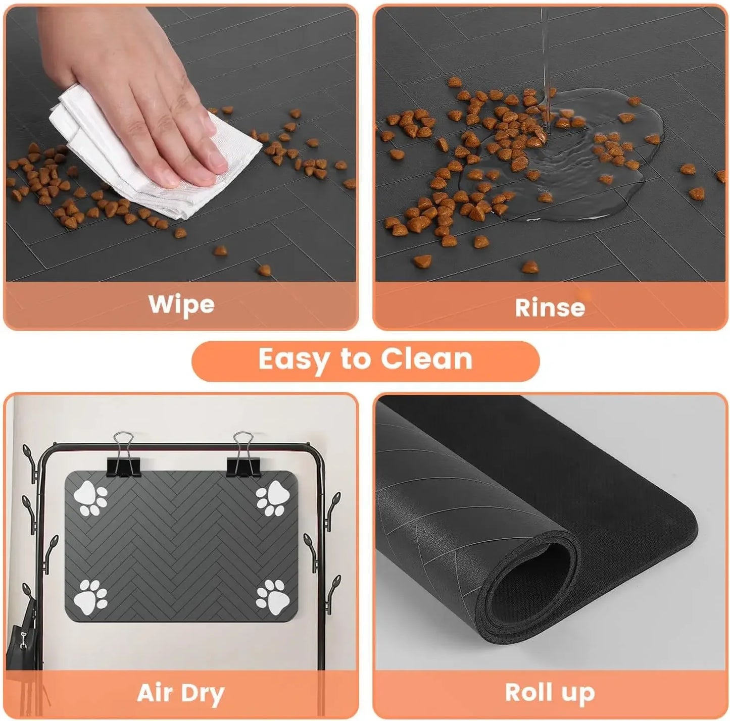 Pet Feeding Mat Absorbent Placemat With Waterproof Backing