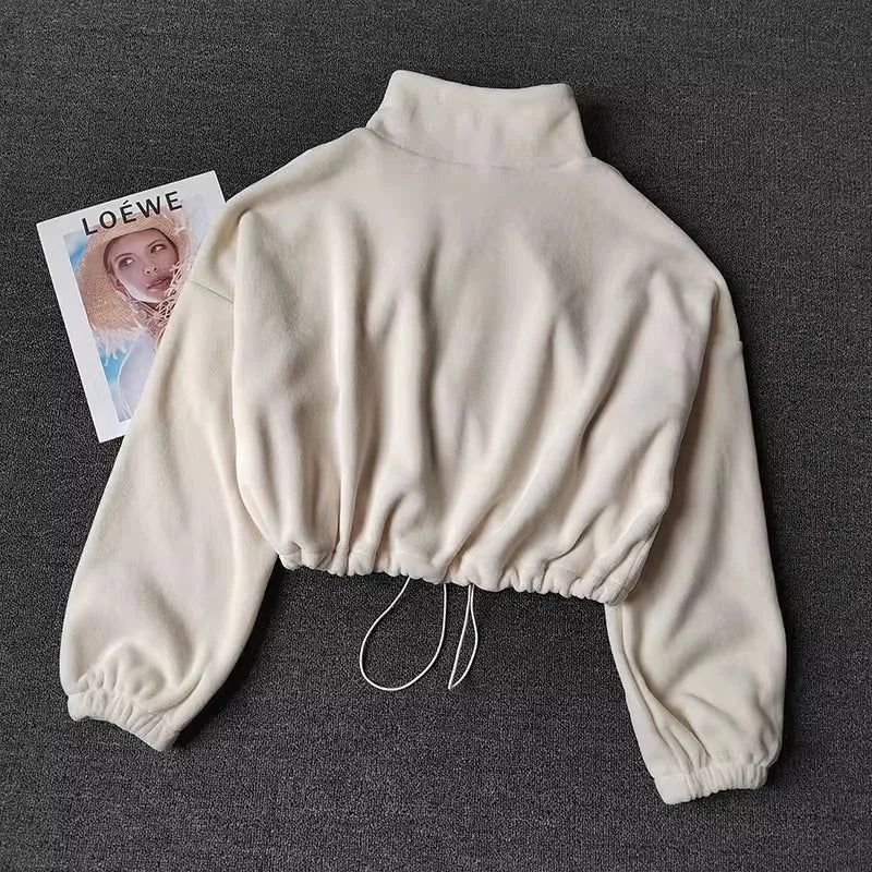 Womens Fleece Lined Sports Coat Warm Casual Long Sleeve Top