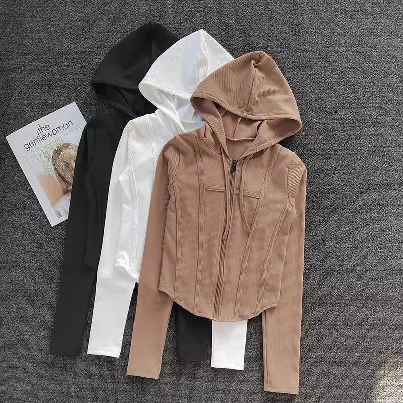 Women's Hooded Yoga Jacket Zipper Breathable Quick Dry