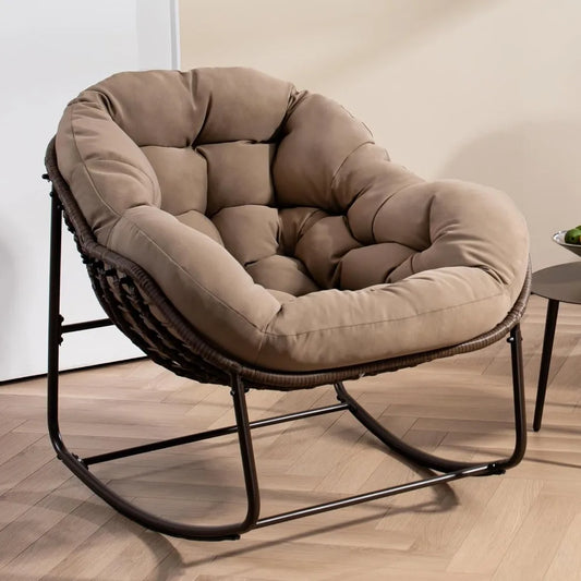 Outdoor Patio Rocking Chair Oversized Papasan Cushion Seat