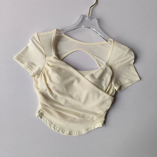 Advanced Mesh Yoga Suit Women Short Sleeve Fitness Top