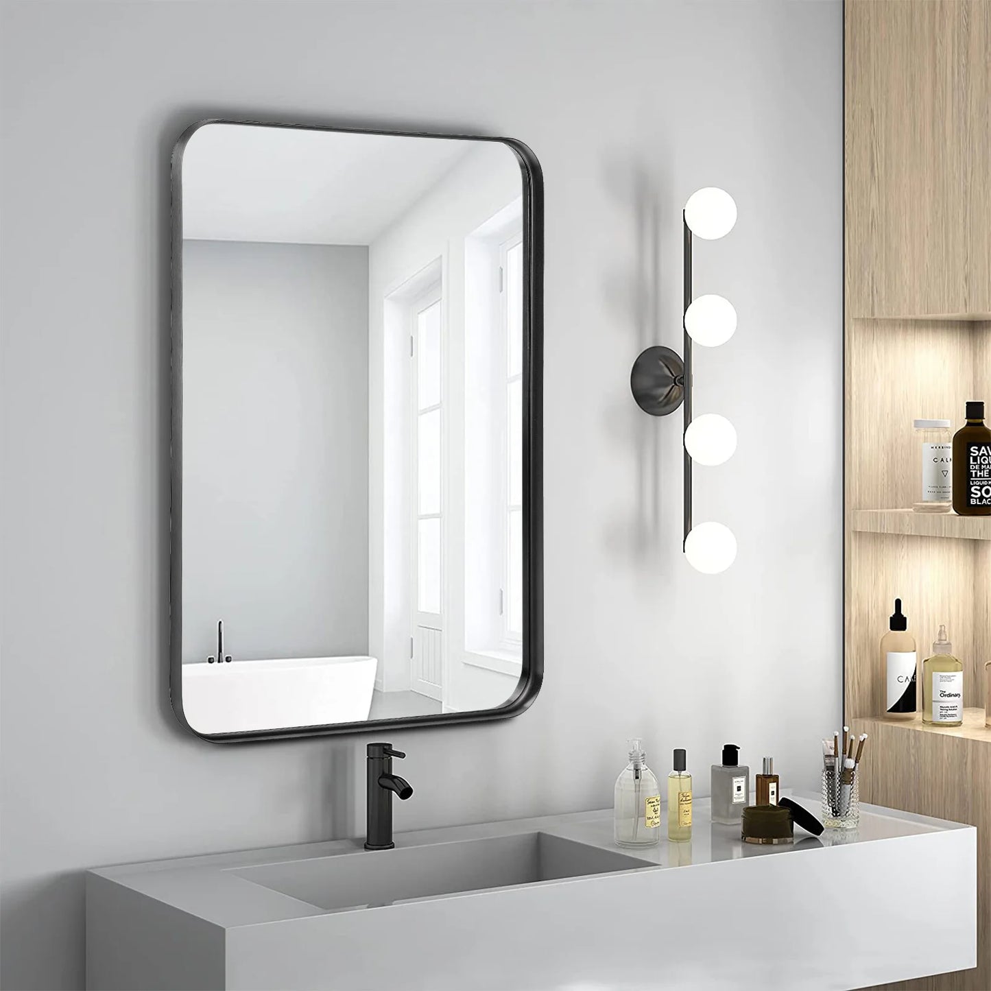 JHK Large Vanity Mirror Matte Metal Frame Wall 30x40