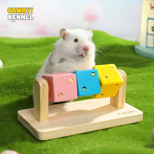 Colorful Wooden Rubik Cube Interactive Chewing Toy for Birds