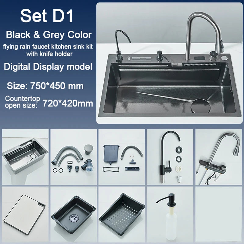 Whale Sink 304 Stainless Steel With Digital Display Faucet