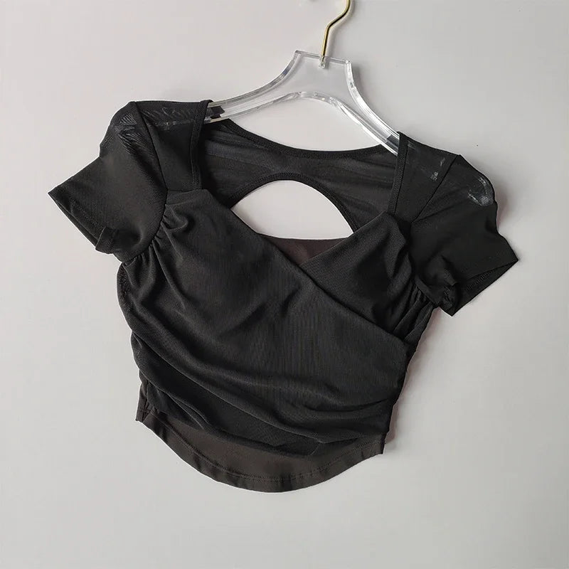 Advanced Mesh Yoga Suit Women Short Sleeve Fitness Top