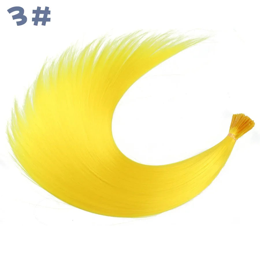 Synthetic I Tip Colored Feather Hair Extensions 10 to 50 Strands Pack Solid Color High Temperature Fiber Wig Accessories