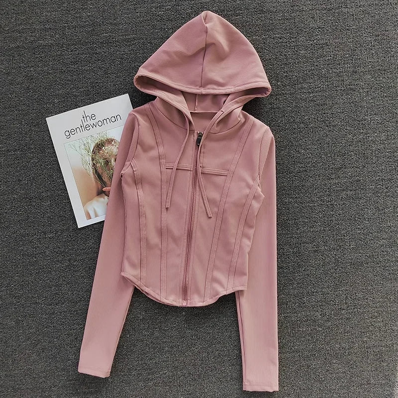 Women's Hooded Yoga Jacket Zipper Breathable Quick Dry