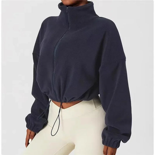 Womens Fleece Lined Sports Coat Warm Casual Long Sleeve Top