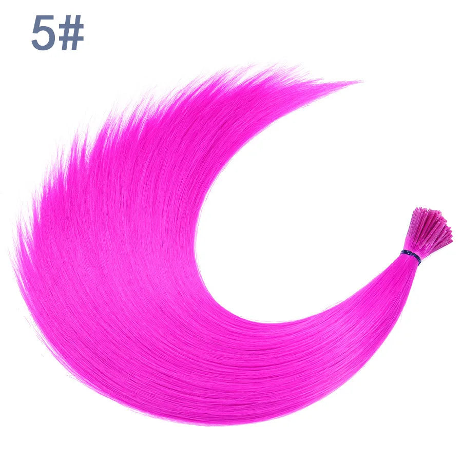 Synthetic I Tip Colored Feather Hair Extensions 10 to 50 Strands Pack Solid Color High Temperature Fiber Wig Accessories