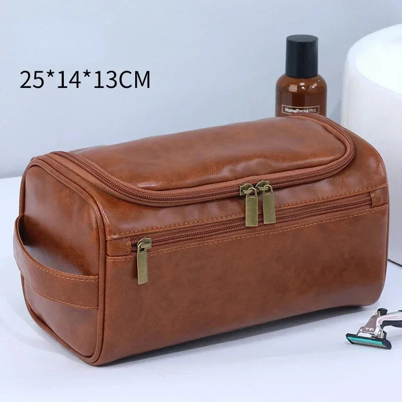 PU Leather Toiletry Bag for Men and Women Dopp Kit Hanging Travel Toiletry Bag Large Cosmetic Bag