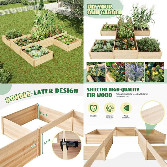 Jocisland H Shaped Raised Garden Bed 12x12x2ft 180 Cu Ft