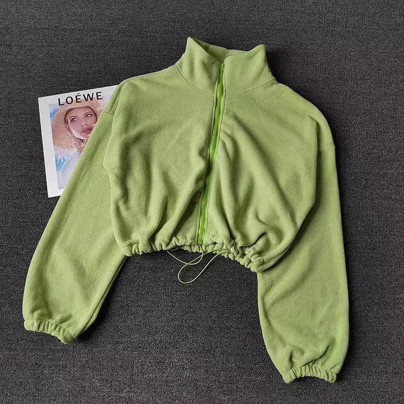 Womens Fleece Lined Sports Coat Warm Casual Long Sleeve Top