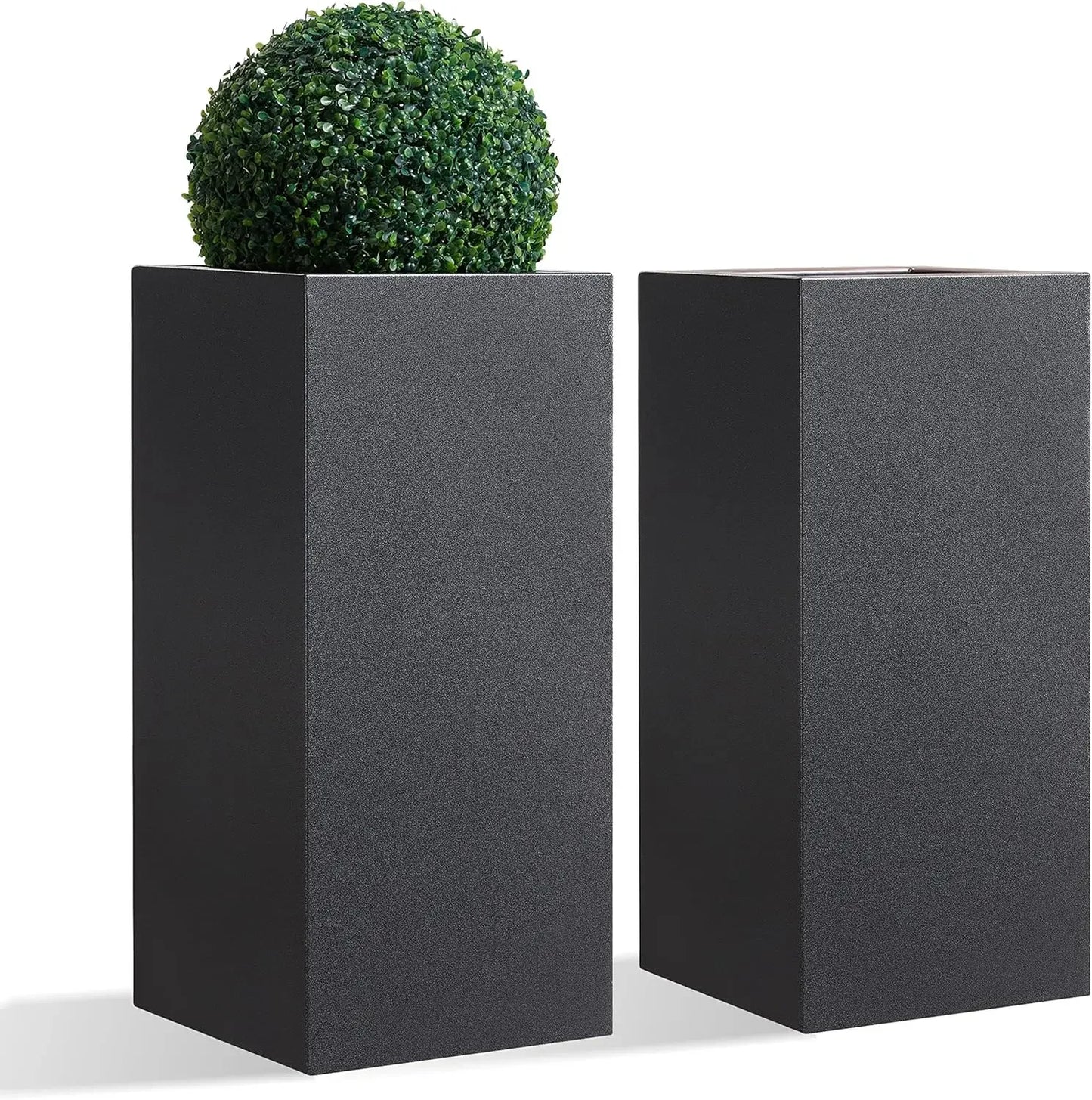 Heavy Metallic Planter Box With Gold Edge Indoor Outdoor