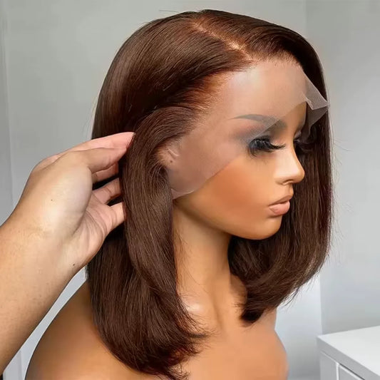 220 Density 13x4 Lace Front Transparent Chocolate Brown Wig
