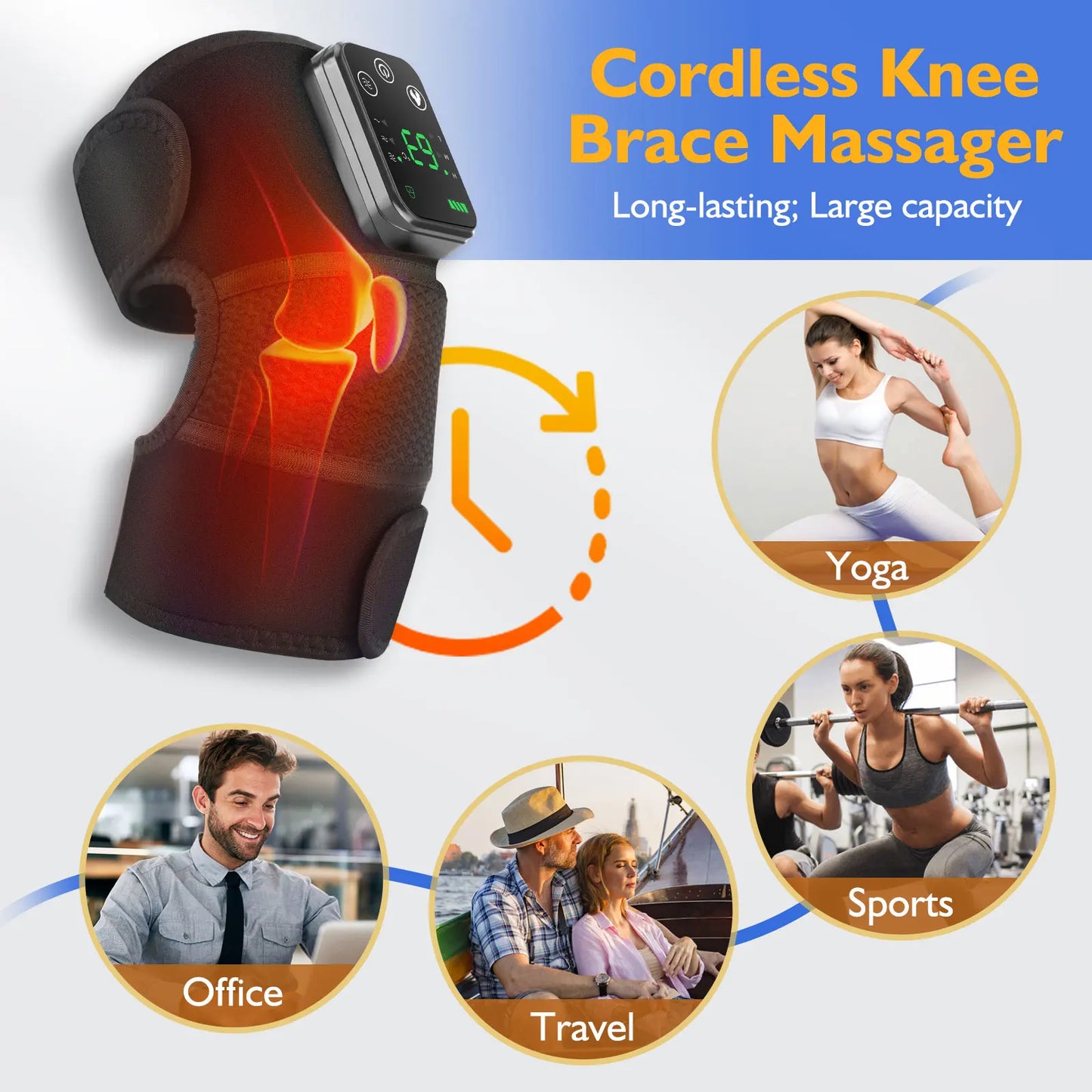 3 In 1 Shoulder Knee Elbow Heated Vibration Knee Massager Pad for Joint Pain Relief and Arthritis Support