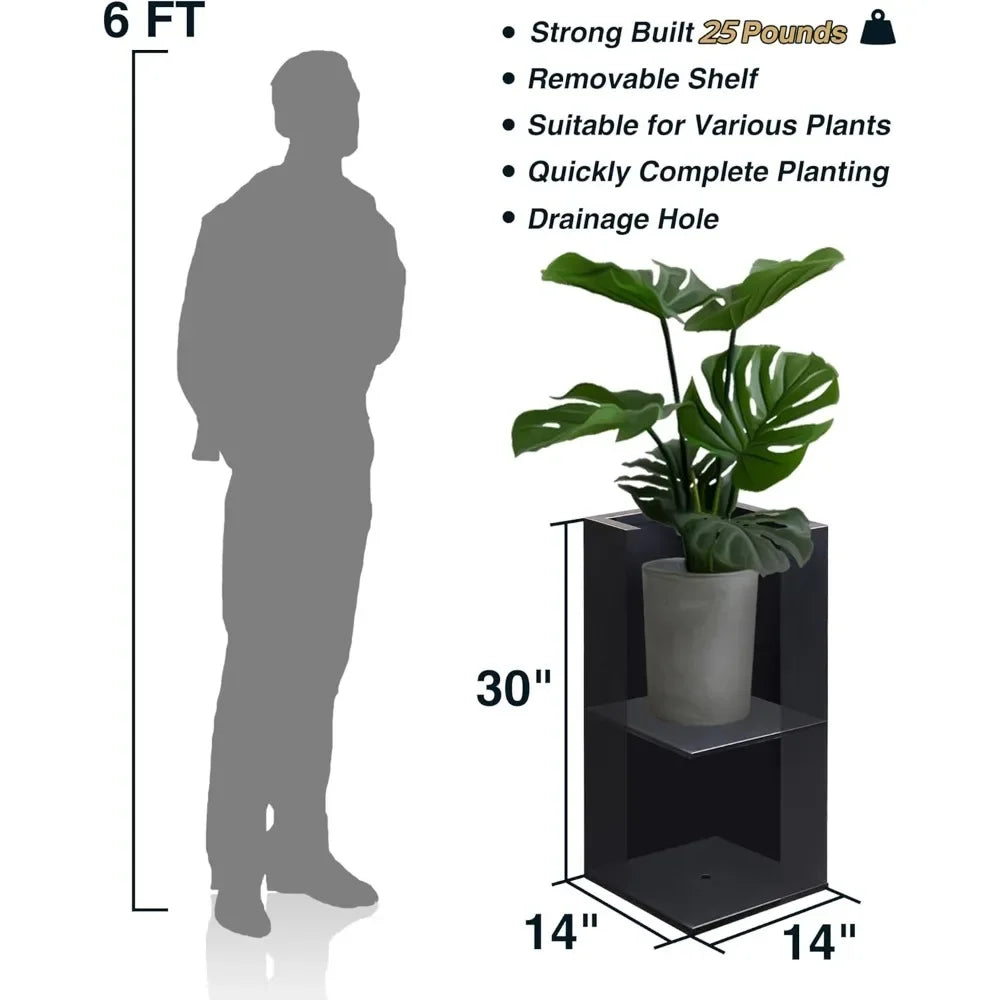 Heavy Metallic Planter Box With Gold Edge Indoor Outdoor