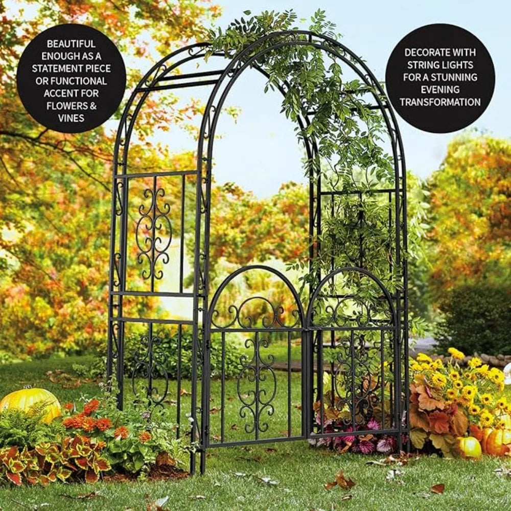 Arch Metal Garden Arbor Double Gate Montebello 84 Inches
