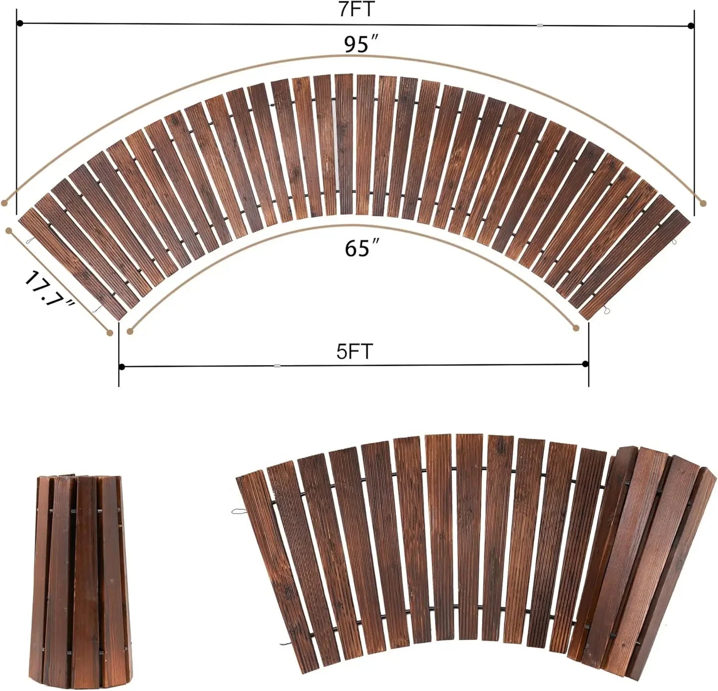 8 Foot Wooden Garden Pathway Curved Outdoor Walkway Cedar