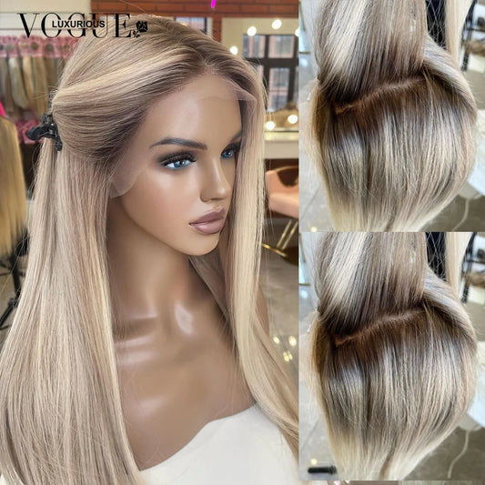 Cream Blonde Real Human Hair Wig 13x6 Lace Front For Women